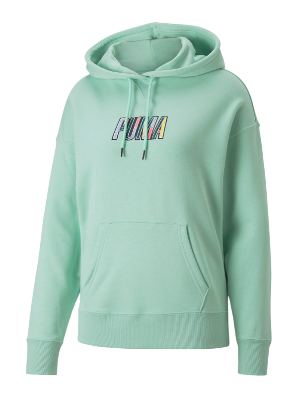 Puma Sweater Ladies Graphic Hoodie Mist Green Colt 45