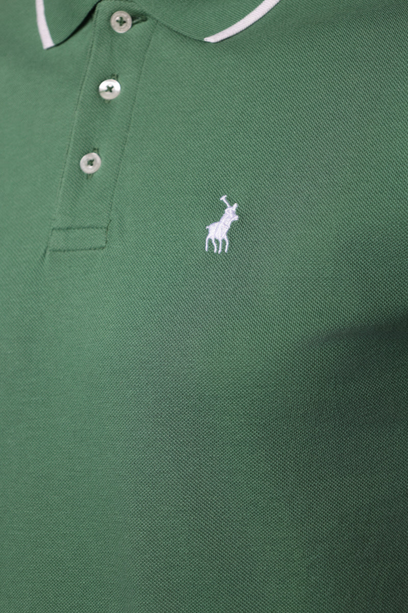 Polo Golfer Tipped Logo Pique Green