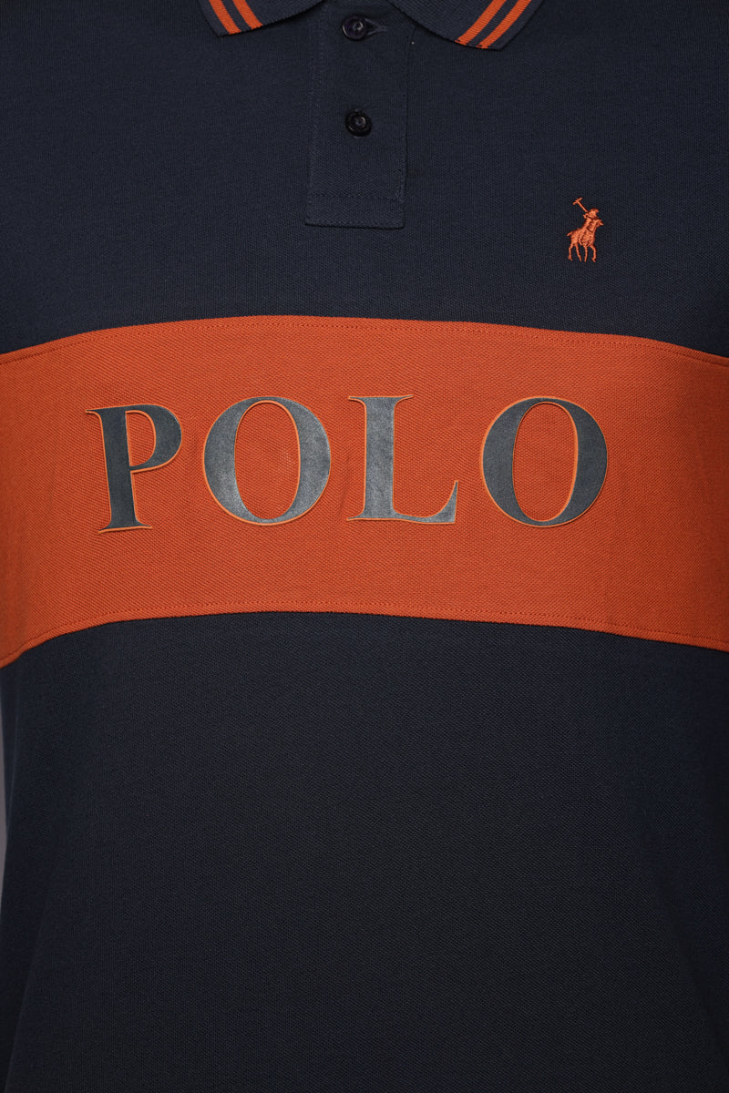 Polo Golfer Colourblock Navy Orange