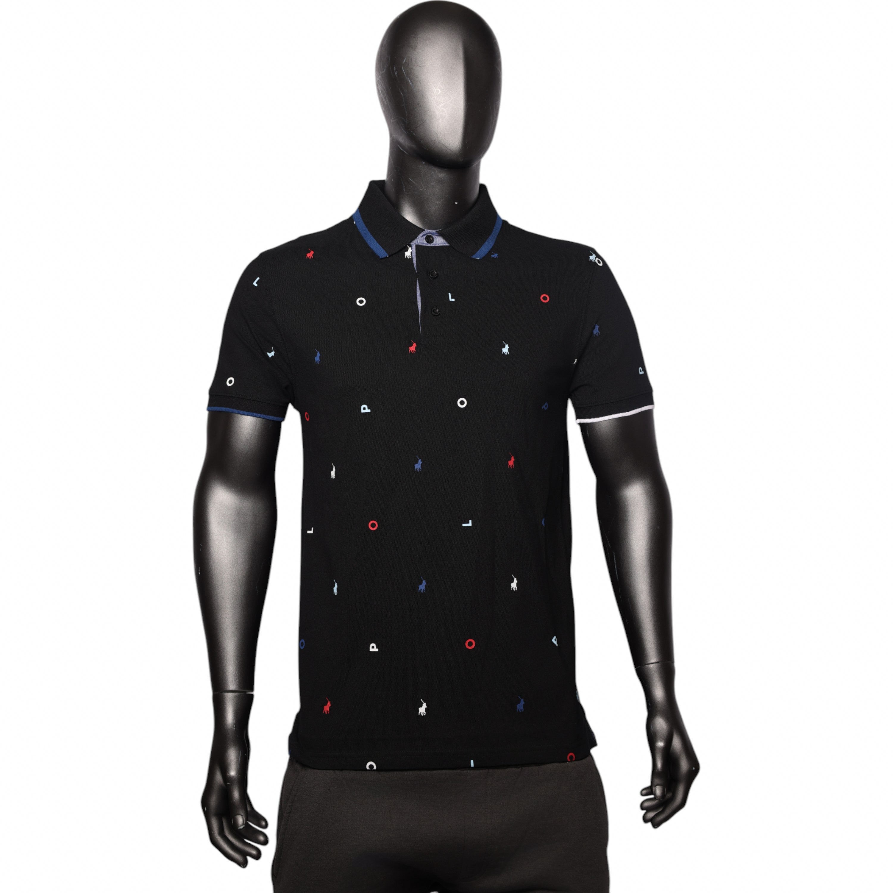 Polo Golfer Allover Print Logo Navy