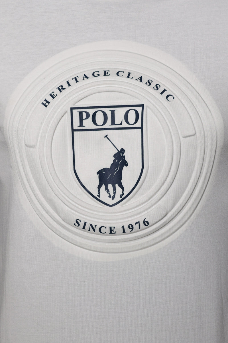 Polo T-Shirt Embossed Crest White