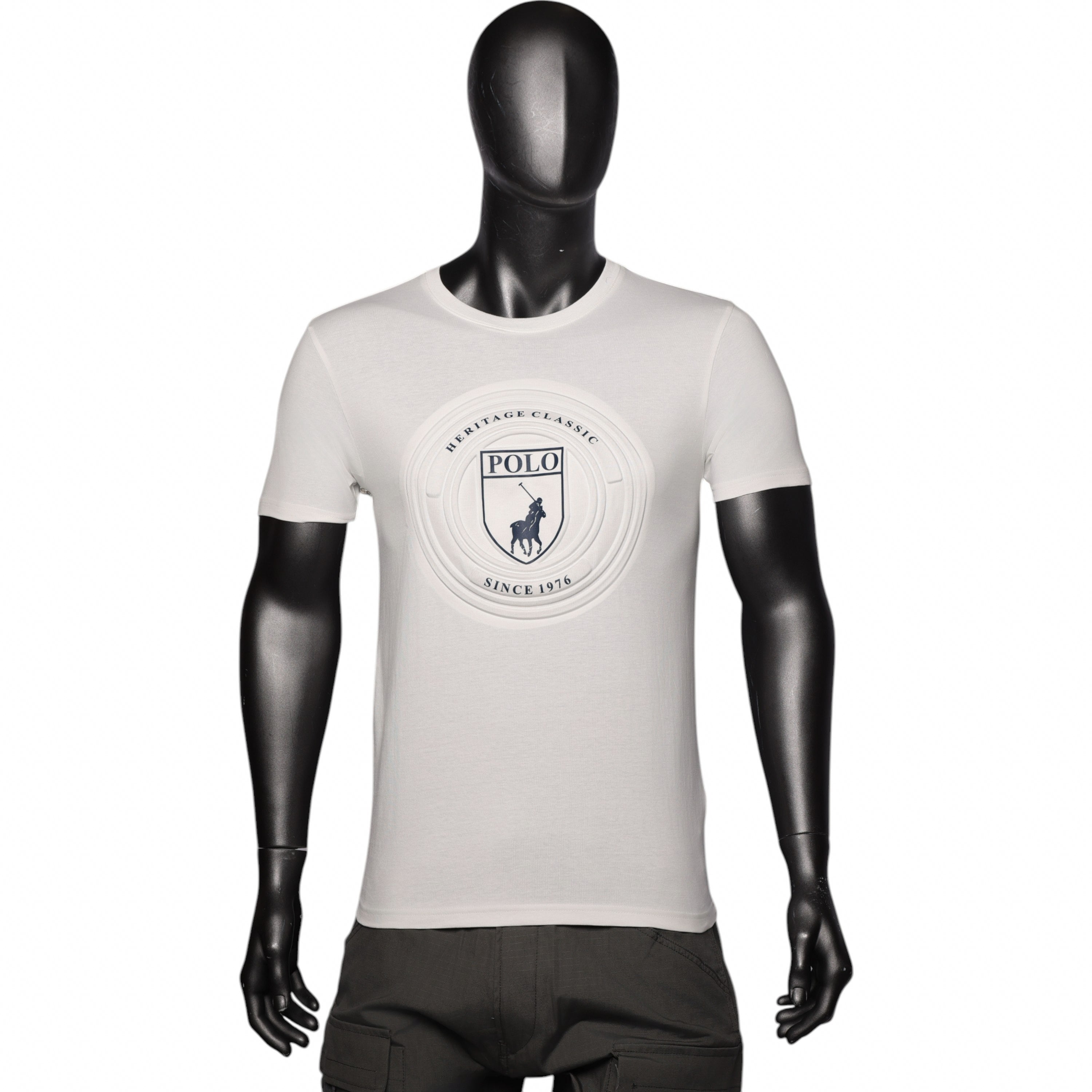 Polo T-Shirt Embossed Crest White