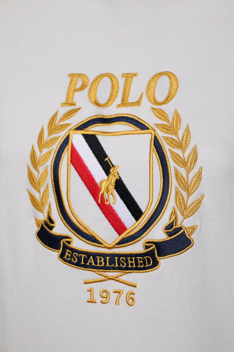 Polo Sweater Brushed Crest White