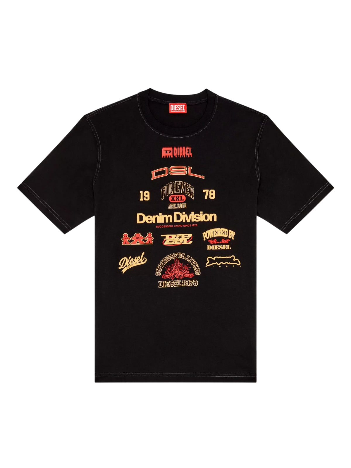 Diesel T-Shirt Multiple Logo Black