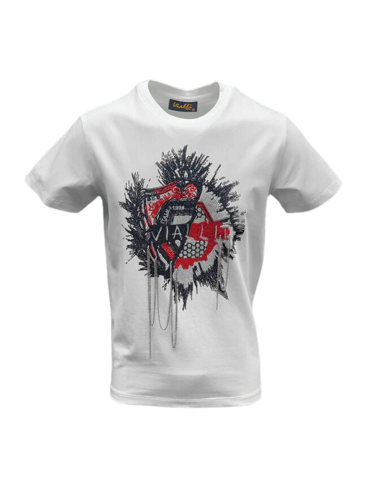 Vialli T-Shirt Center Logo Bling White