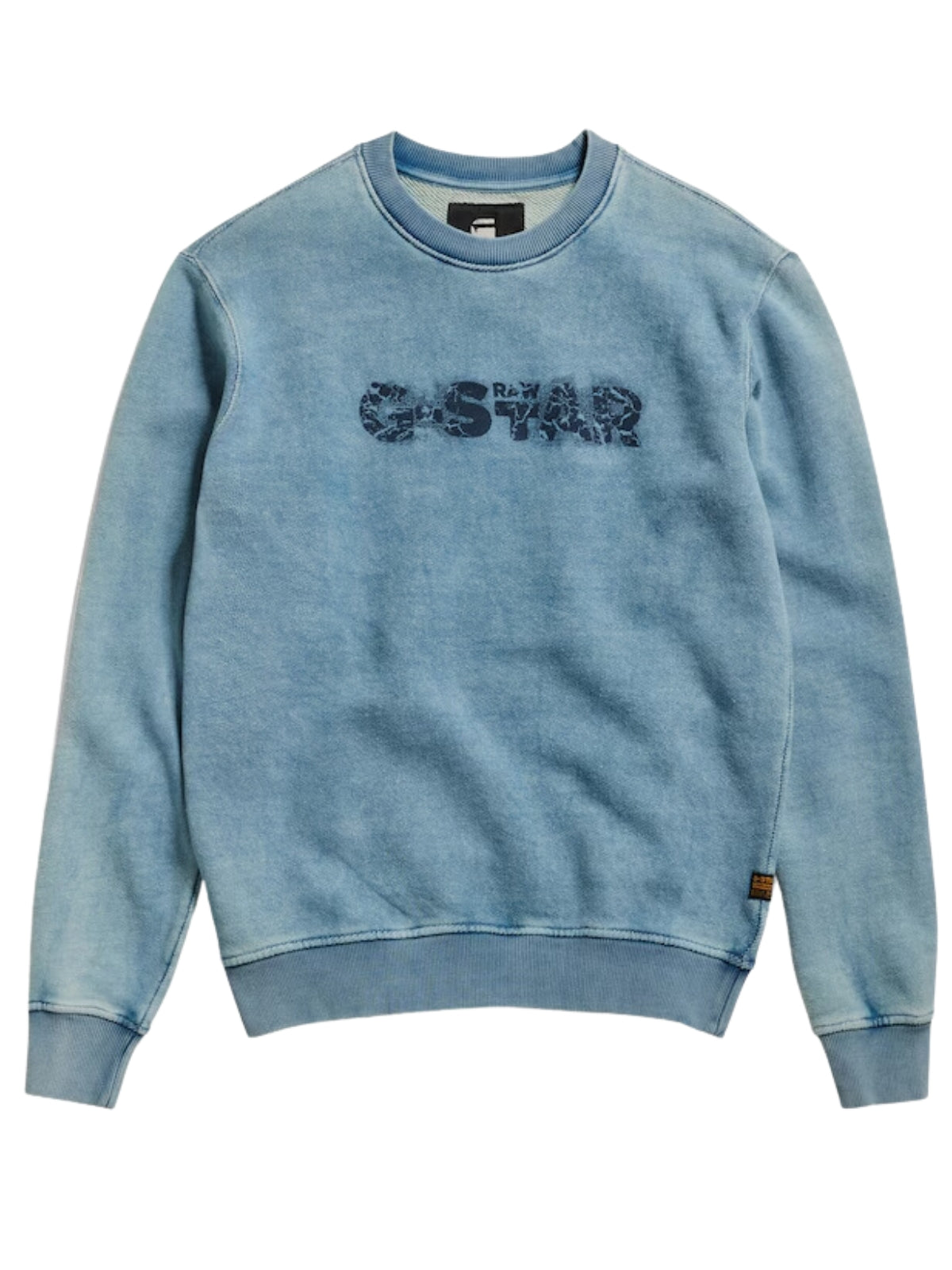 G-Star Sweater Indigo Distressed Logo Sun Faded Blue