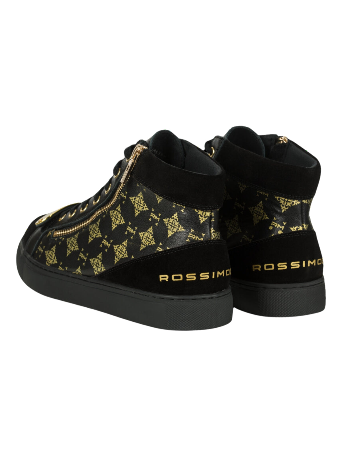 Rossimoda Sneaker Alta Hi Metallo Black-Gold