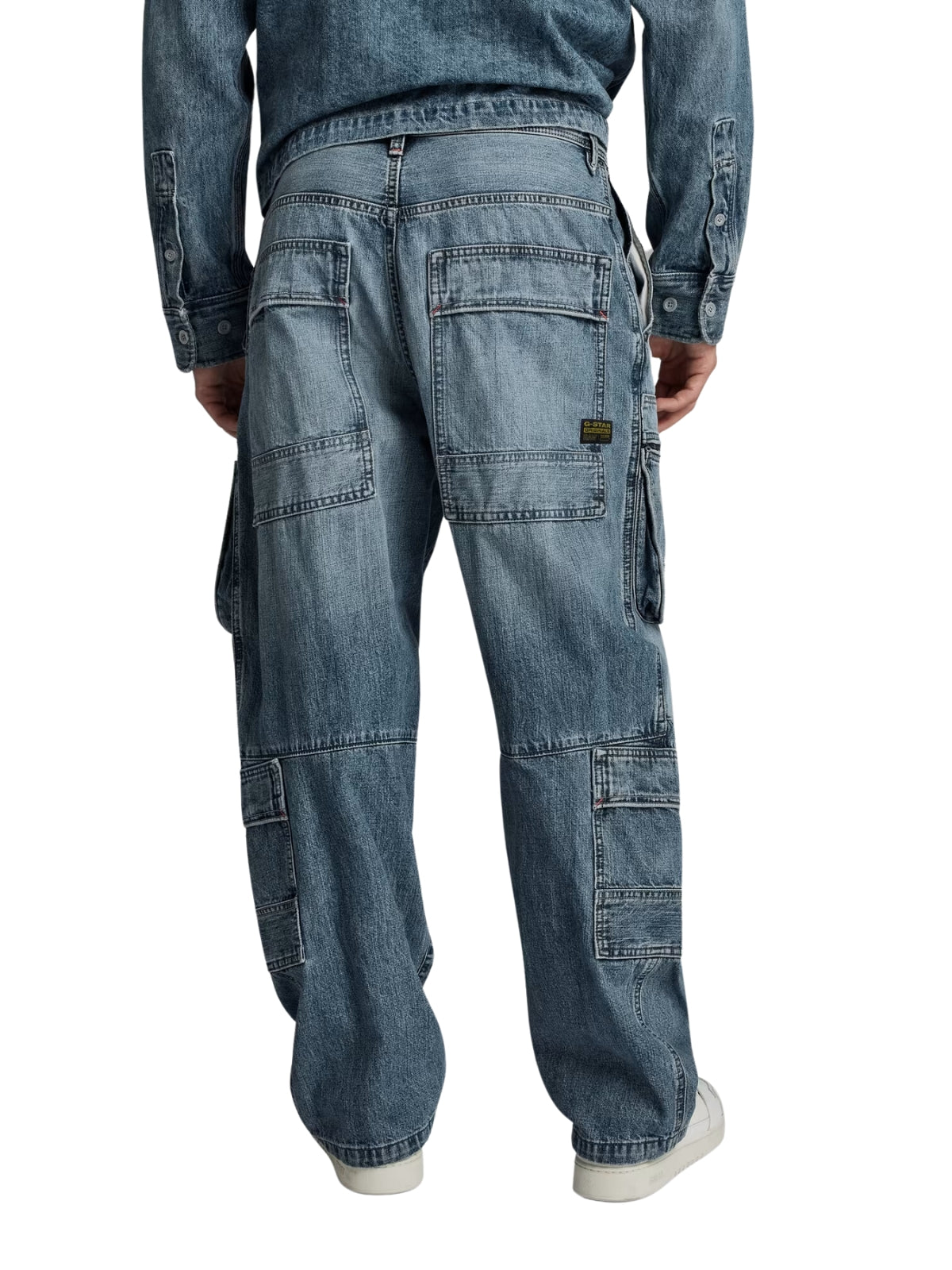 G-Star Cargo Pants Multi Pocket Relaxed Faded Denali Blue Destroyed