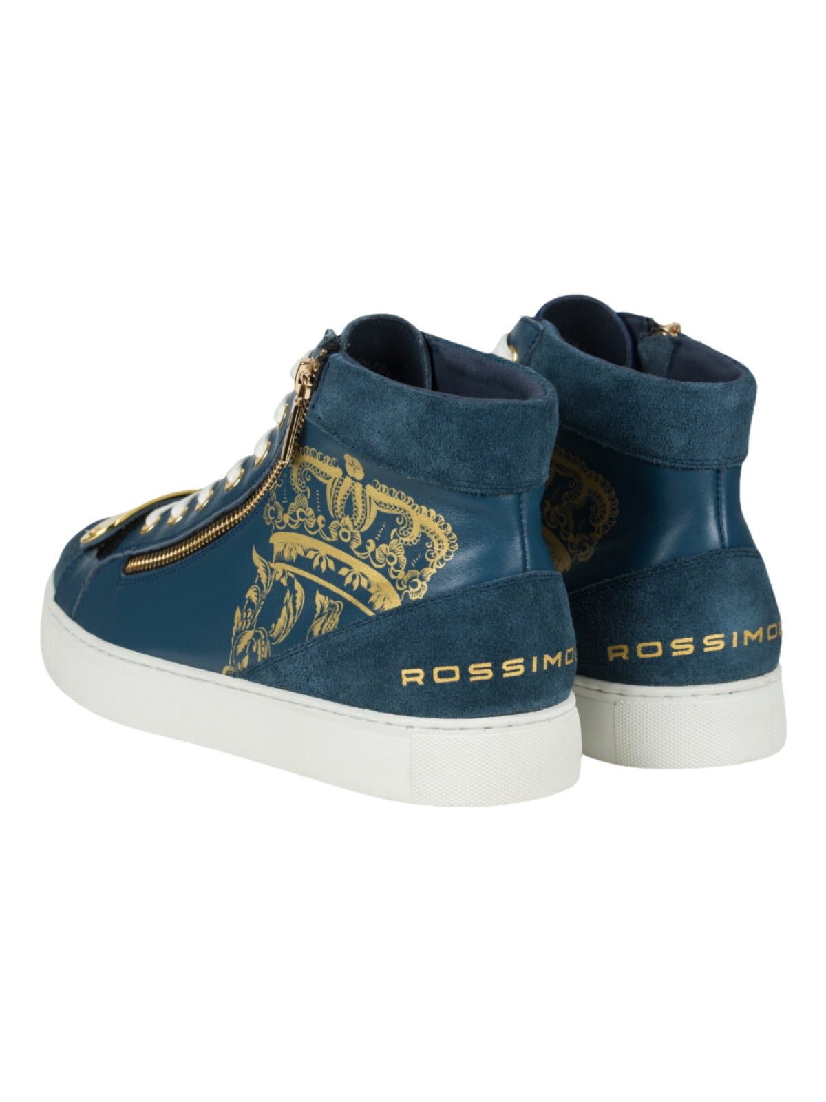 Rossimoda Sneaker Alta Hi Dettaglio Gold-Blue