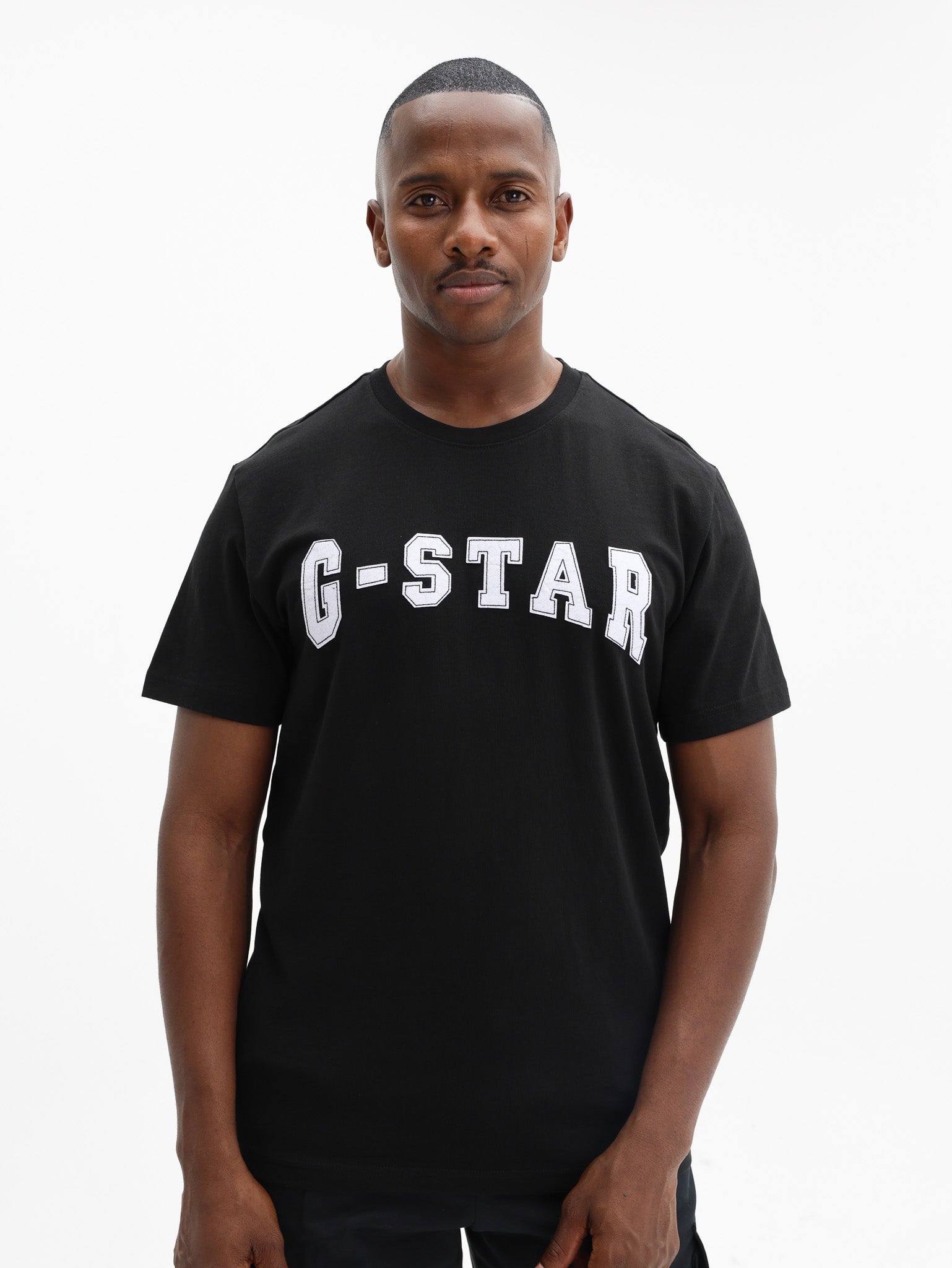G-STAR T-SHIRT FELT LOGO DARK BLACK