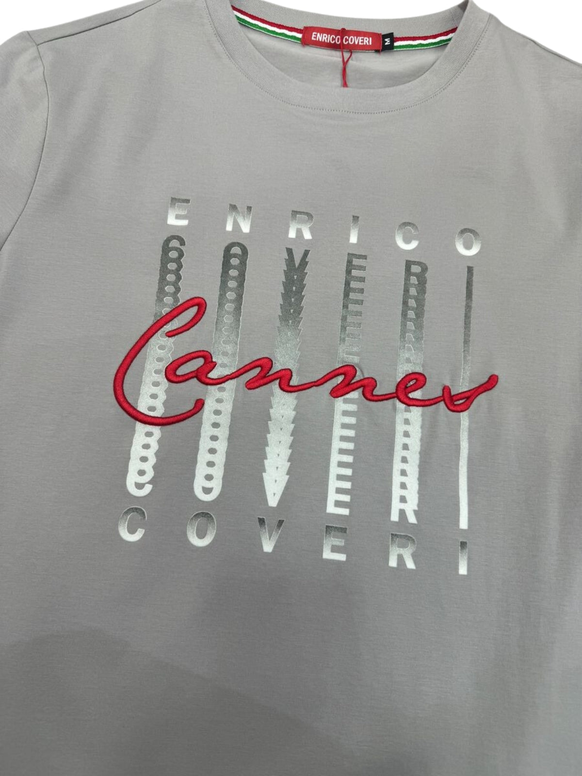 Enrico T-Shirt Center Logo Gray Red