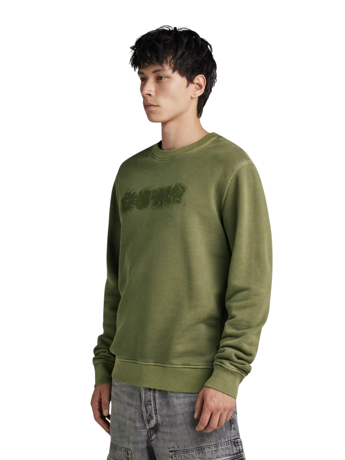 G-Star Sweater Distressed Logo Shadow Olive