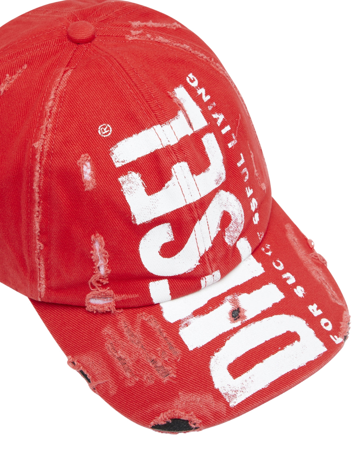 Diesel Cap C-Ewan Ripped Logo Red-White