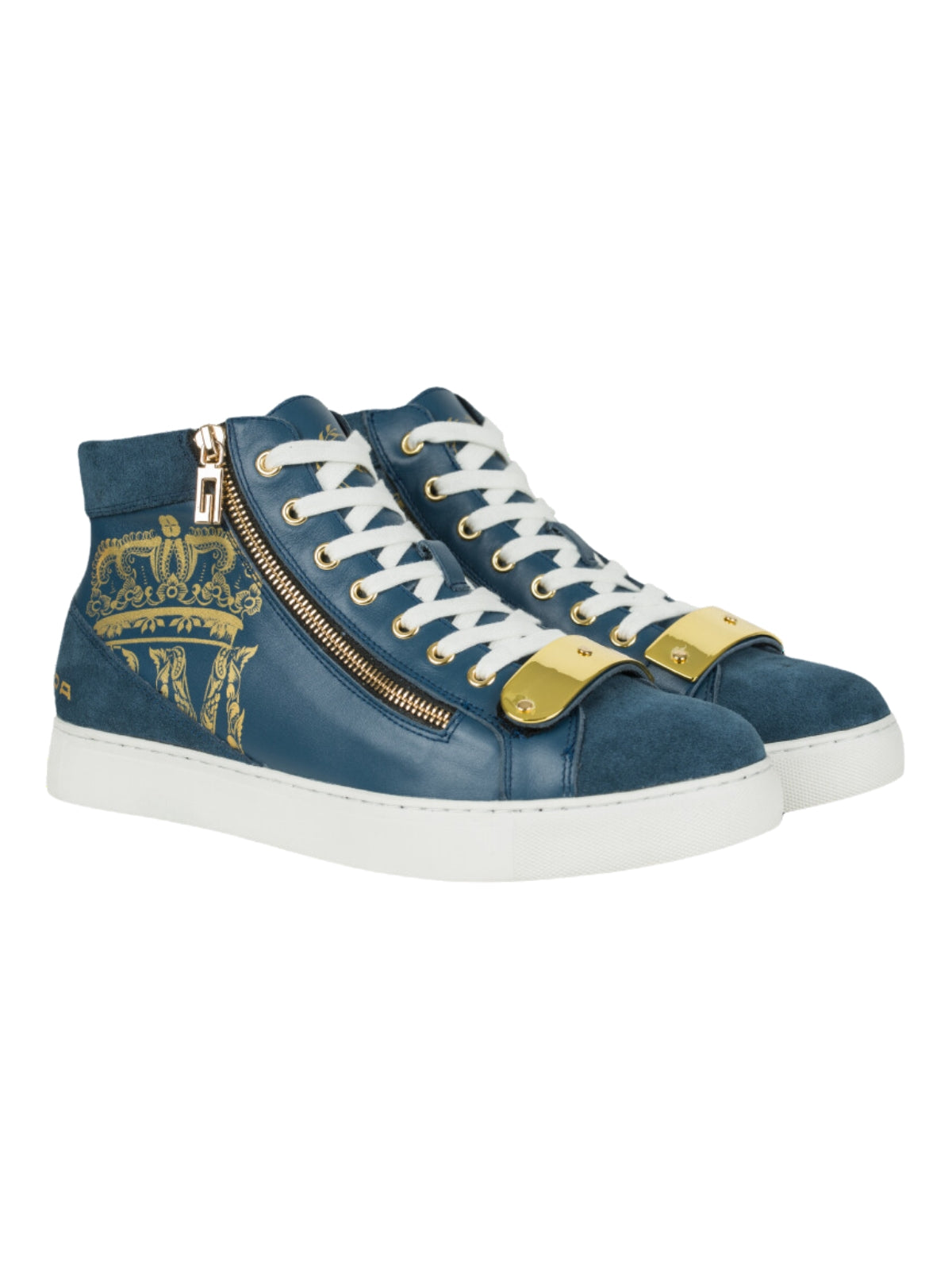 Rossimoda Sneaker Alta Hi Dettaglio Gold-Blue