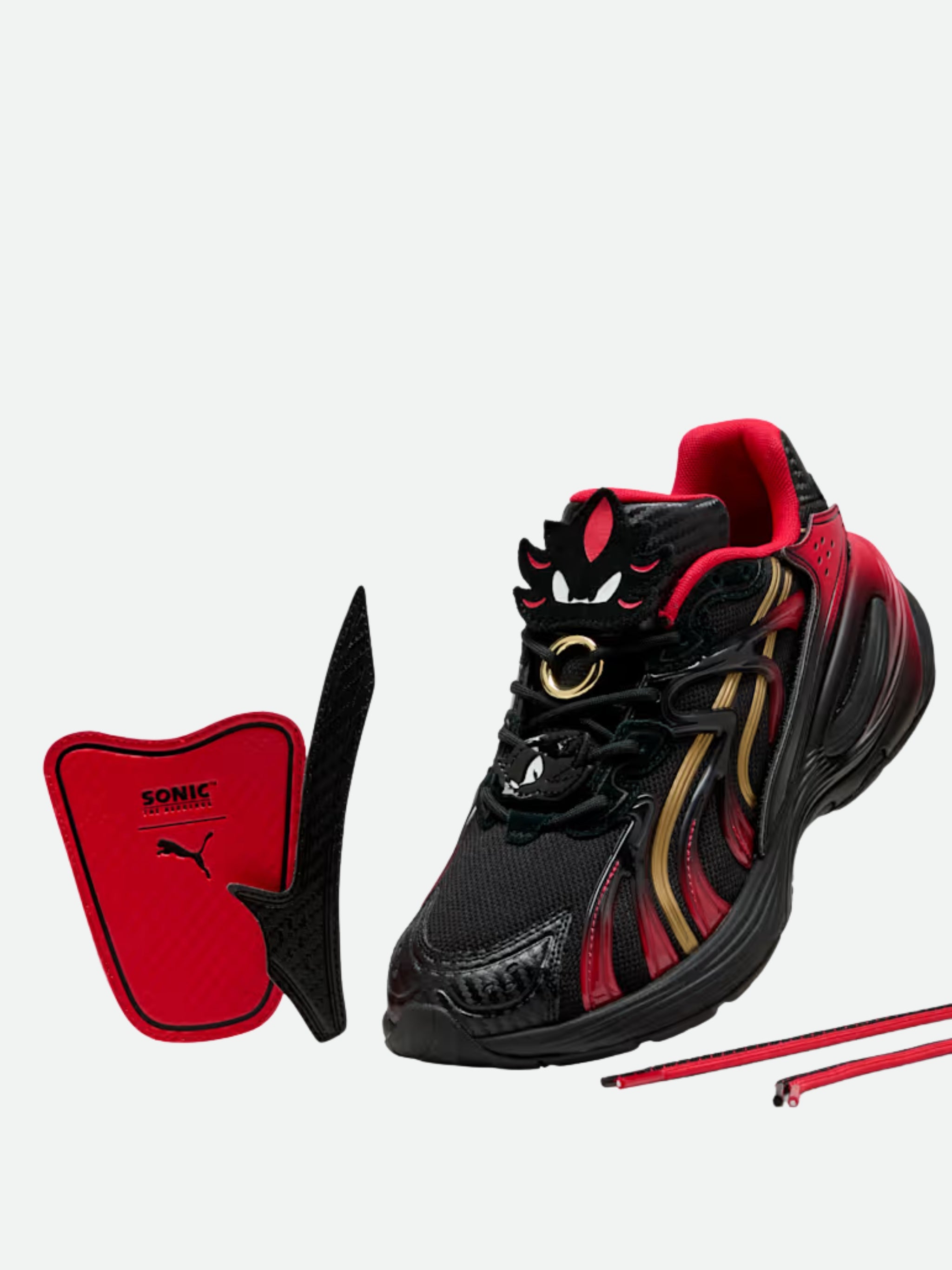 PUMA SNEAKER P400 INVERSE SHADOW BLACK-RED