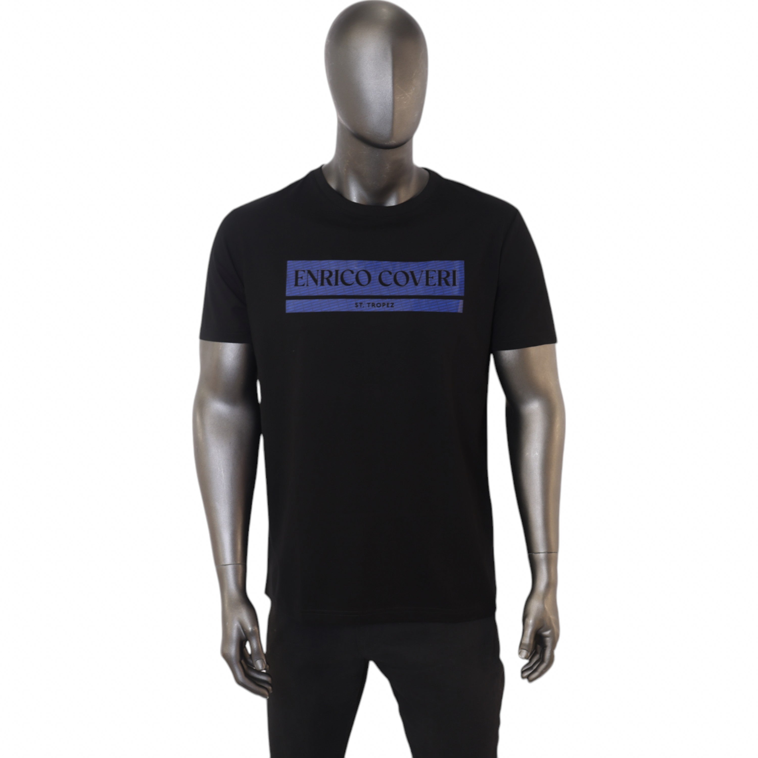 Enrico T-Shirt Block Logo Blue Black