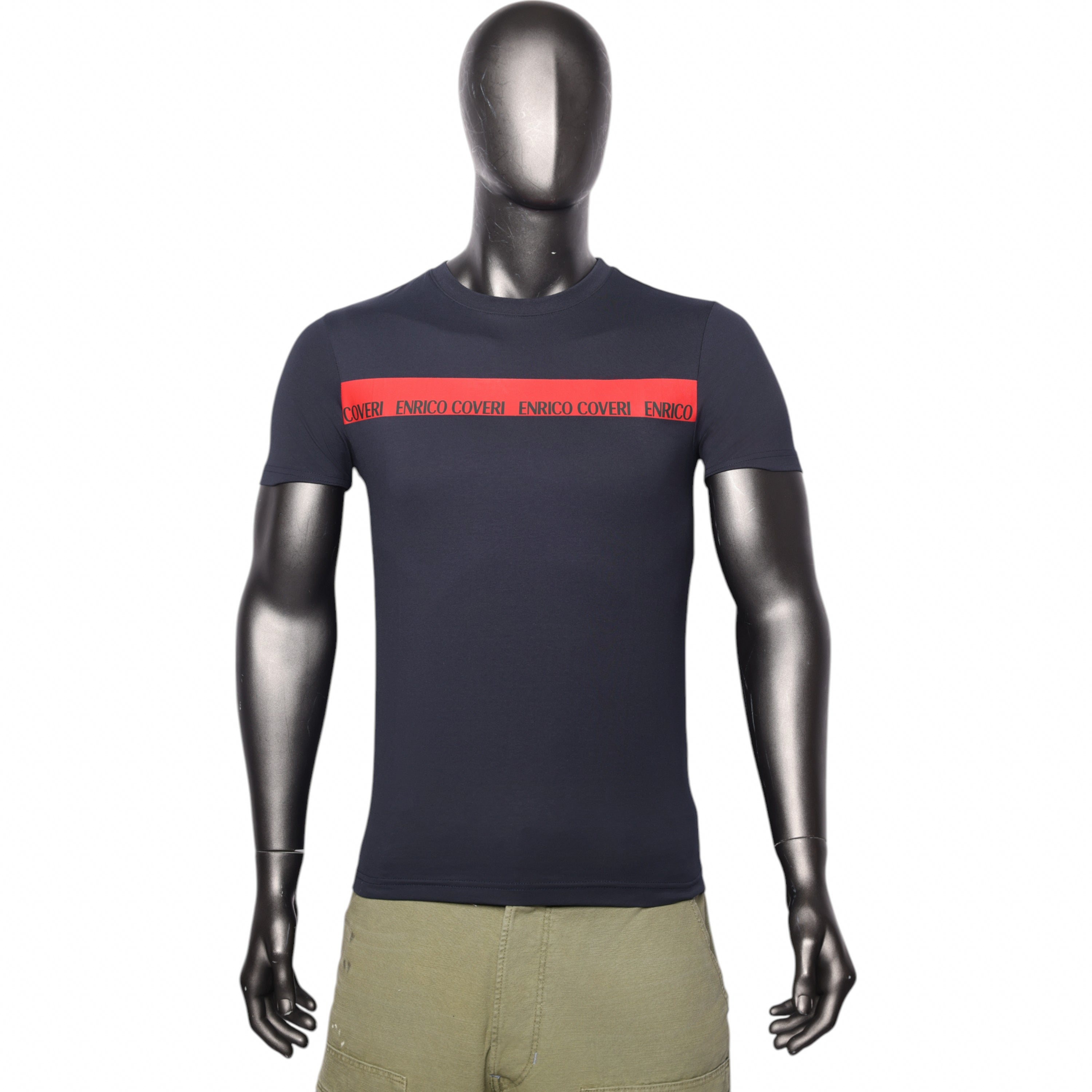 Enrico T-Shirt Tape Logo Navy Red