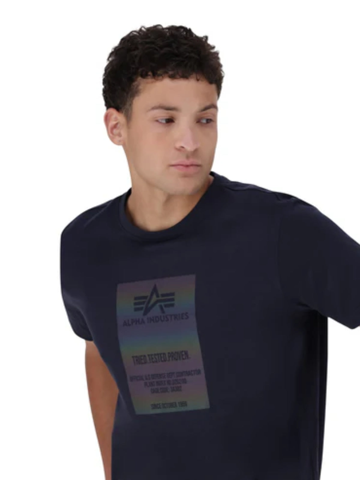 Alpha T-Shirt Block Rainbow Navy