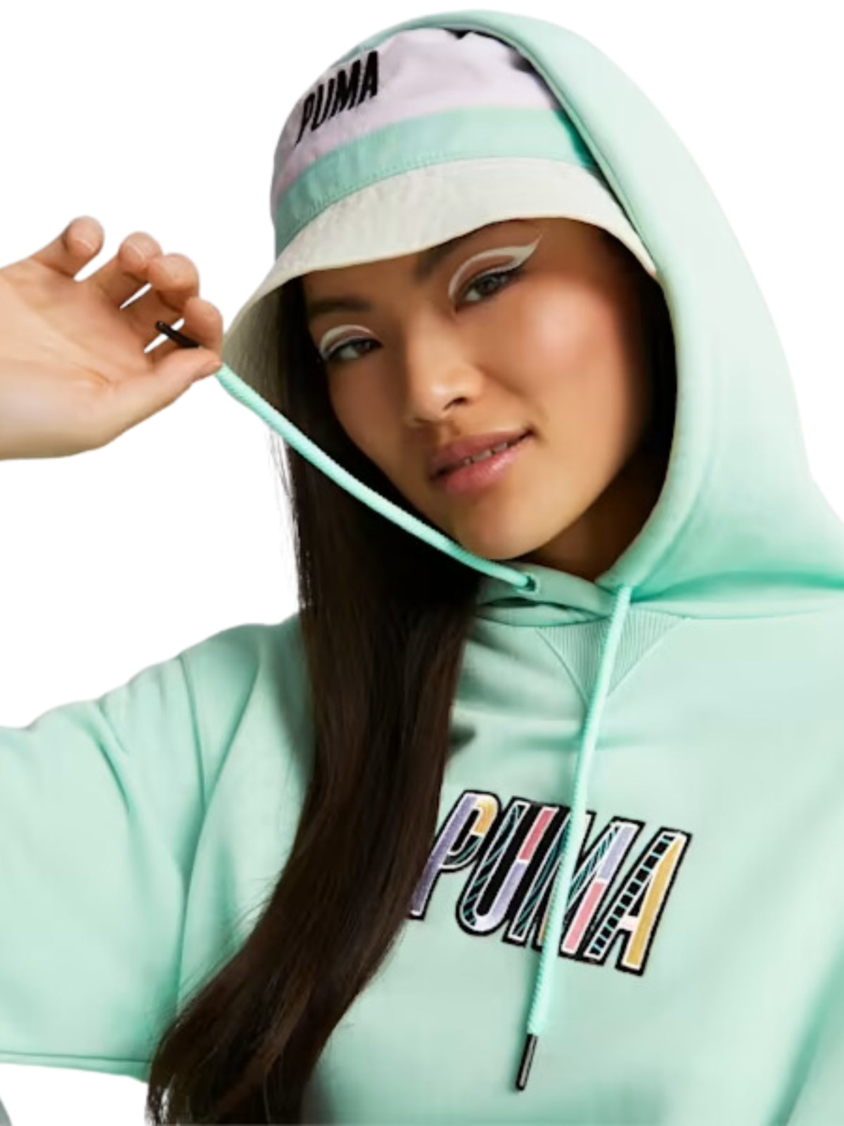 Puma Sweater Ladies Graphic Hoodie Mist Green