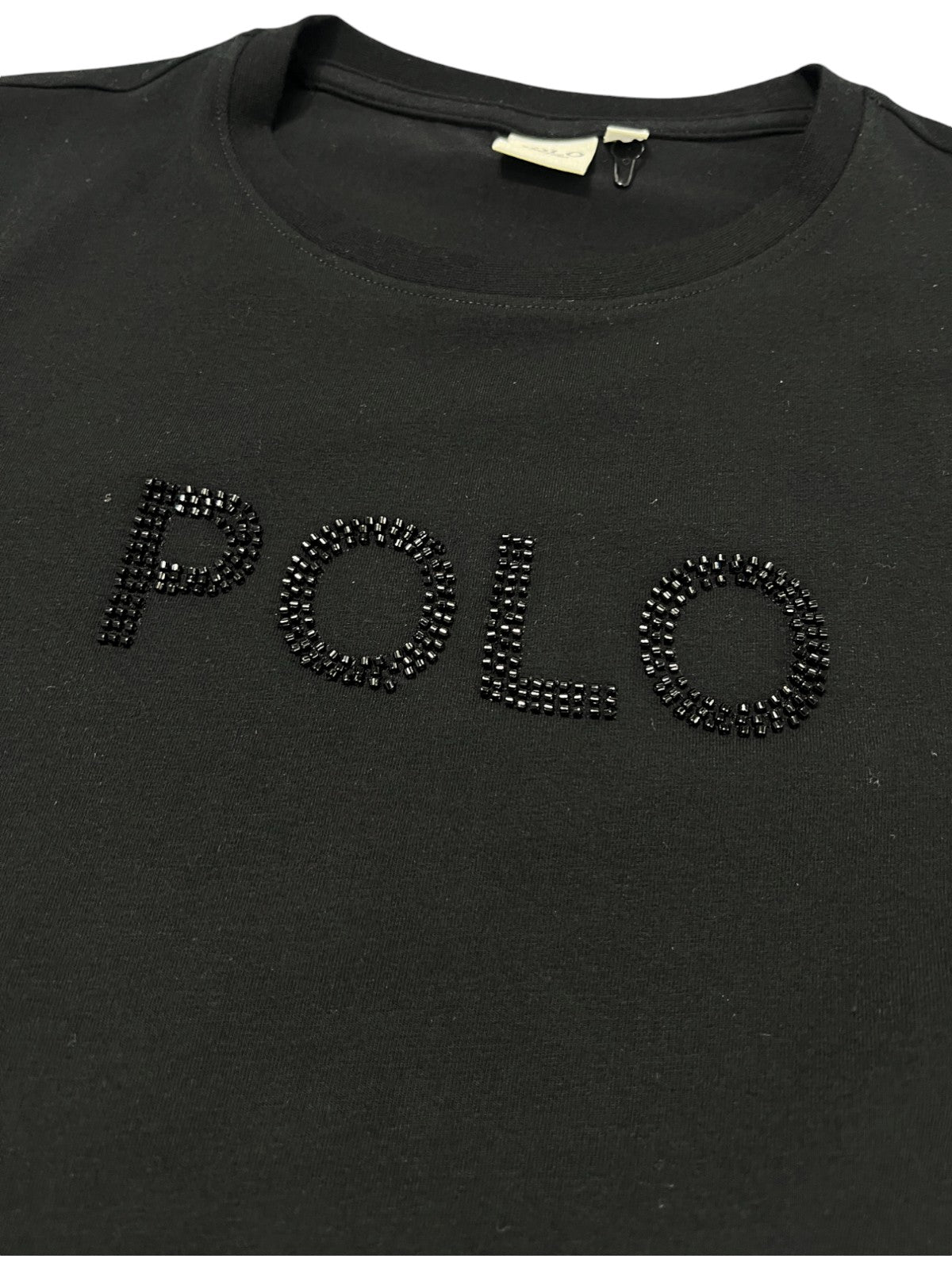 Polo T-Shirt Ladies Addison Beaded Classic Black