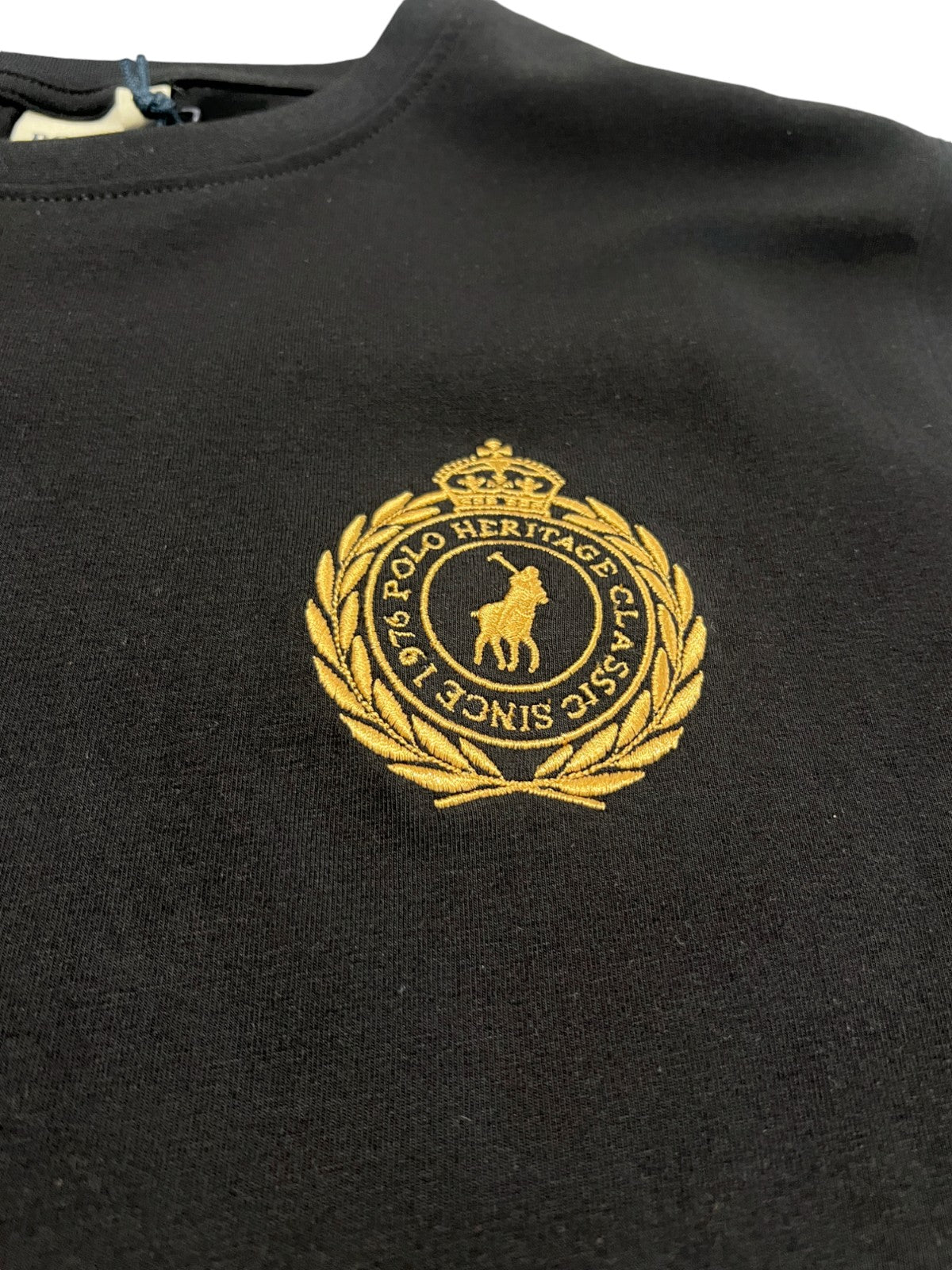 Polo T-Shirt Ladies Crest Logo Black