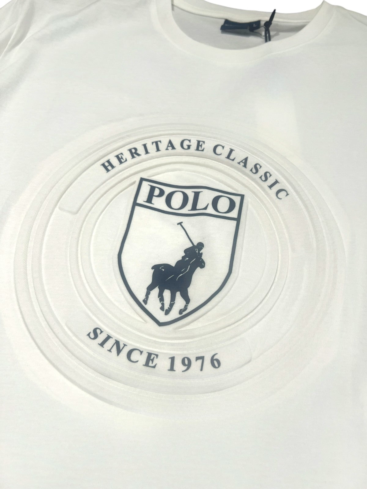 Polo T-Shirt Embossed Crest White