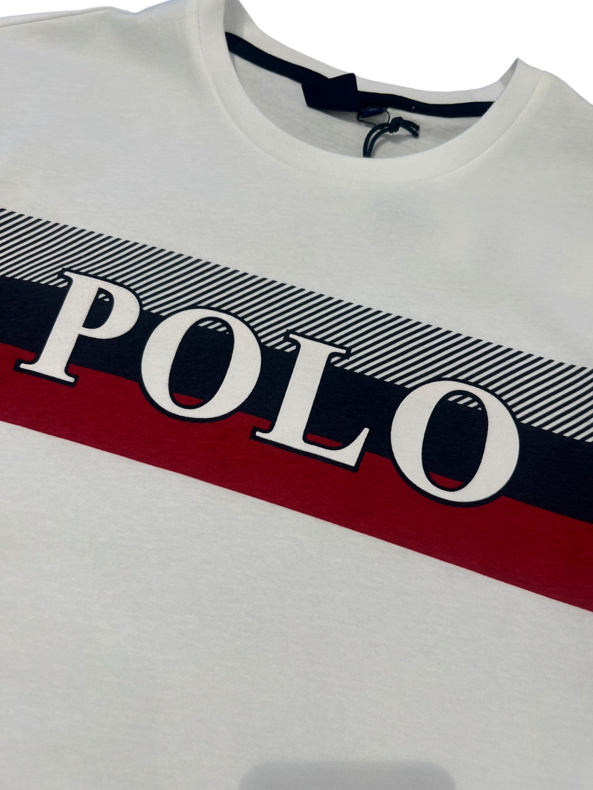 Polo T-Shirt Stripe Print White