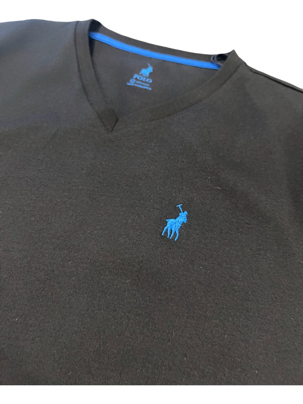 Polo T-Shirt V-Neck Blue Pony Black