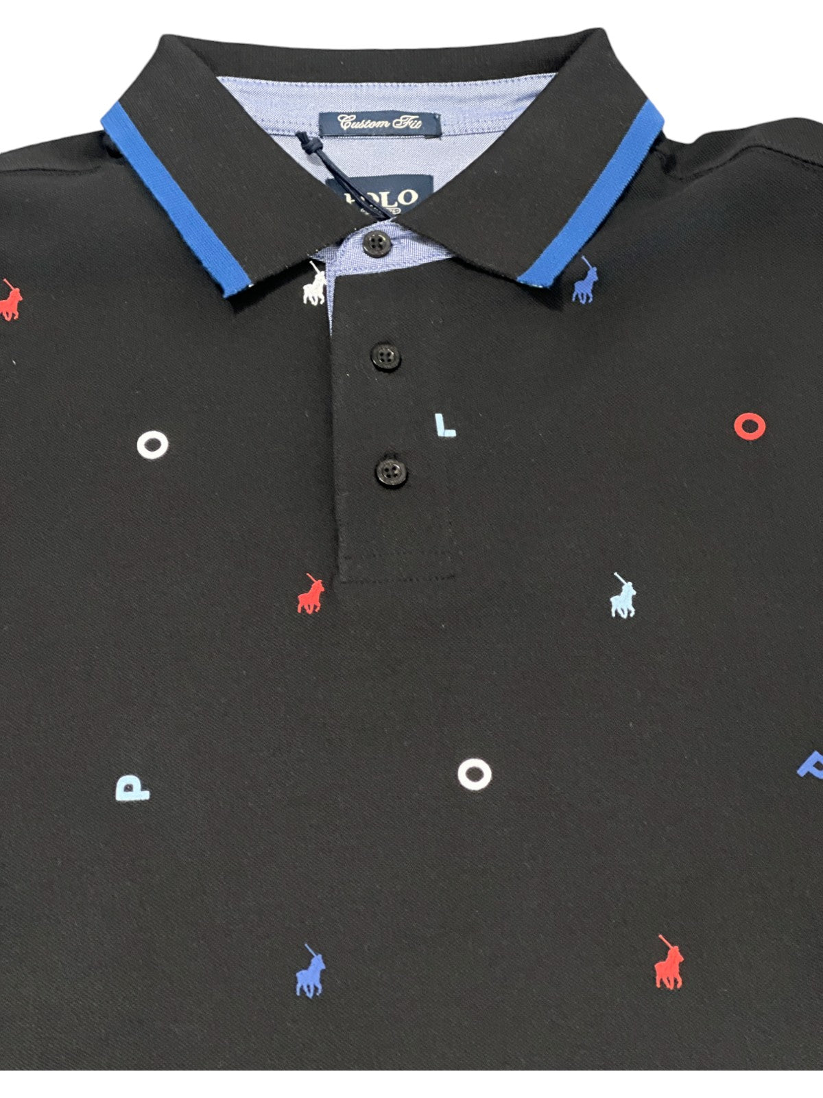 Polo Golfer Allover Print Logo Navy