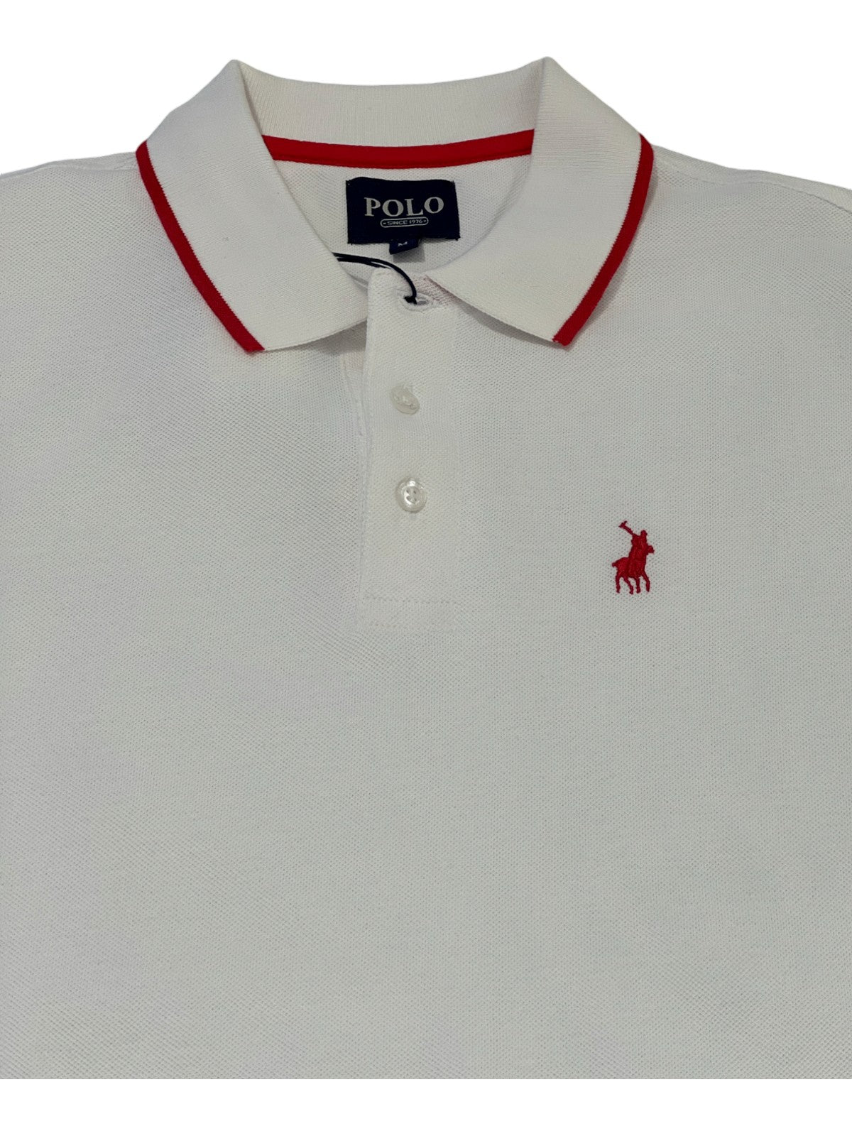 Polo Golfer Tipped Logo Pique White