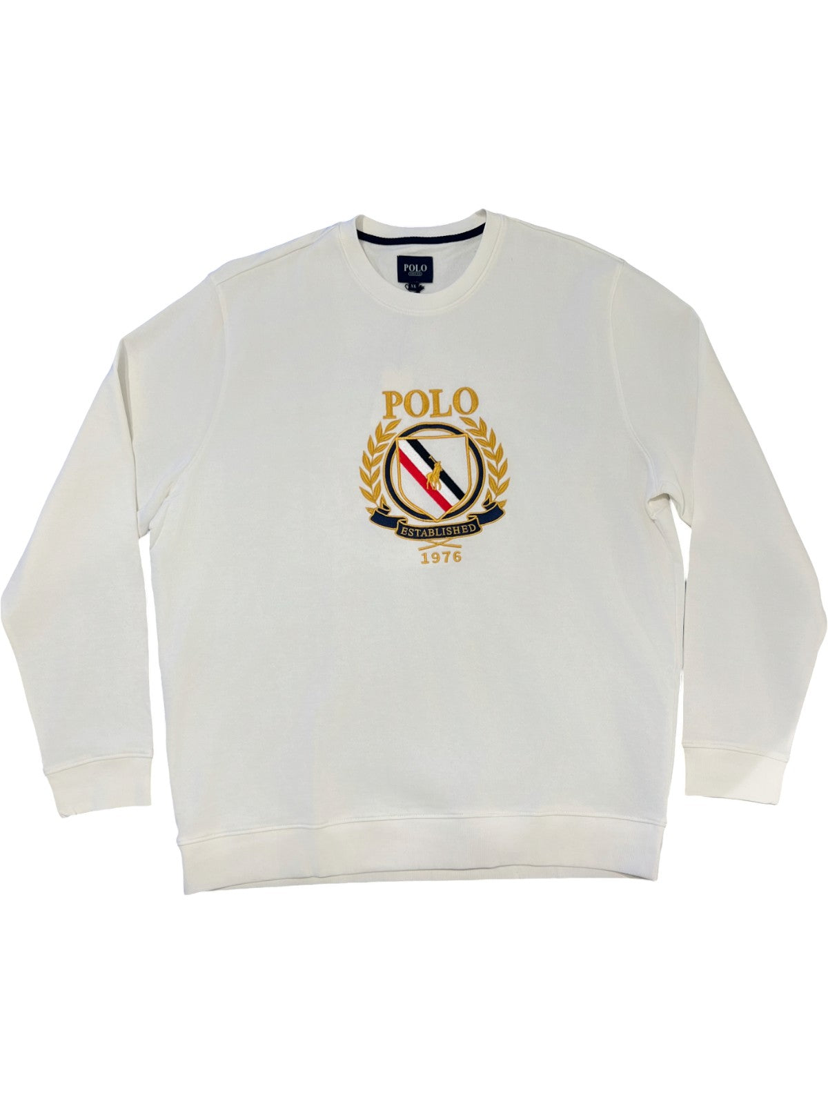 Polo Sweater Brushed Crest White