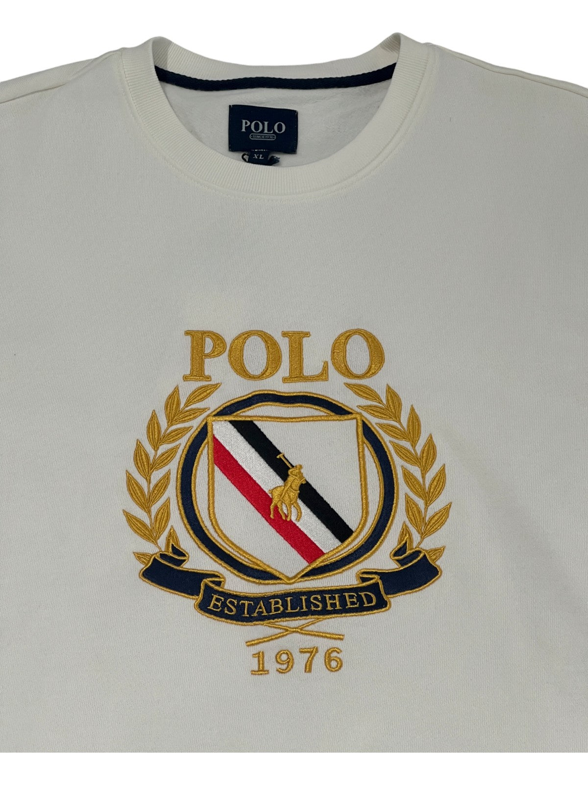 Polo Sweater Brushed Crest White