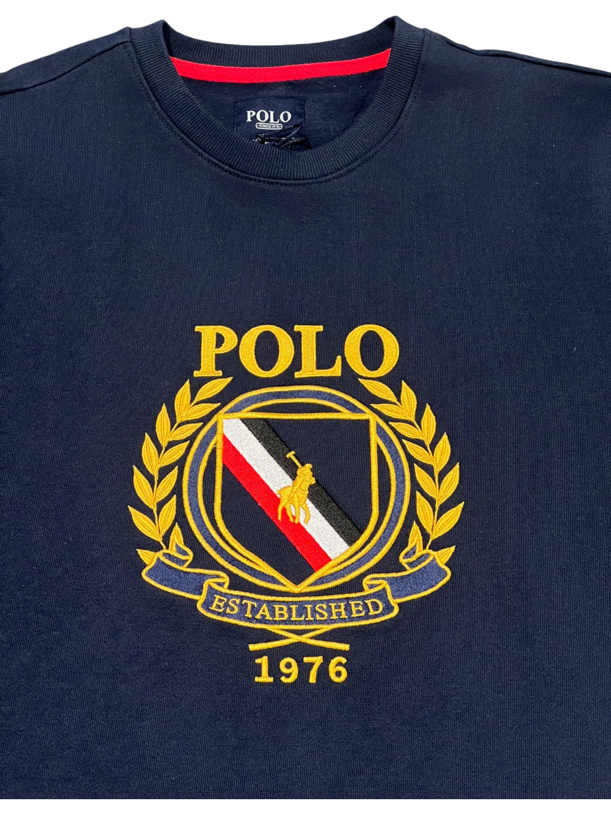 Polo Sweater Brushed Crest Navy