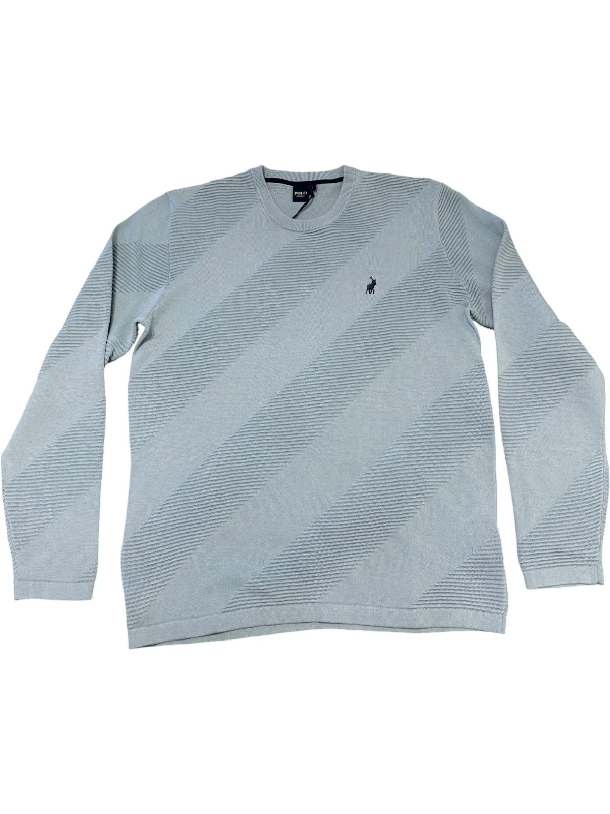 Polo Sweater Diagonal Texture Powder Blue