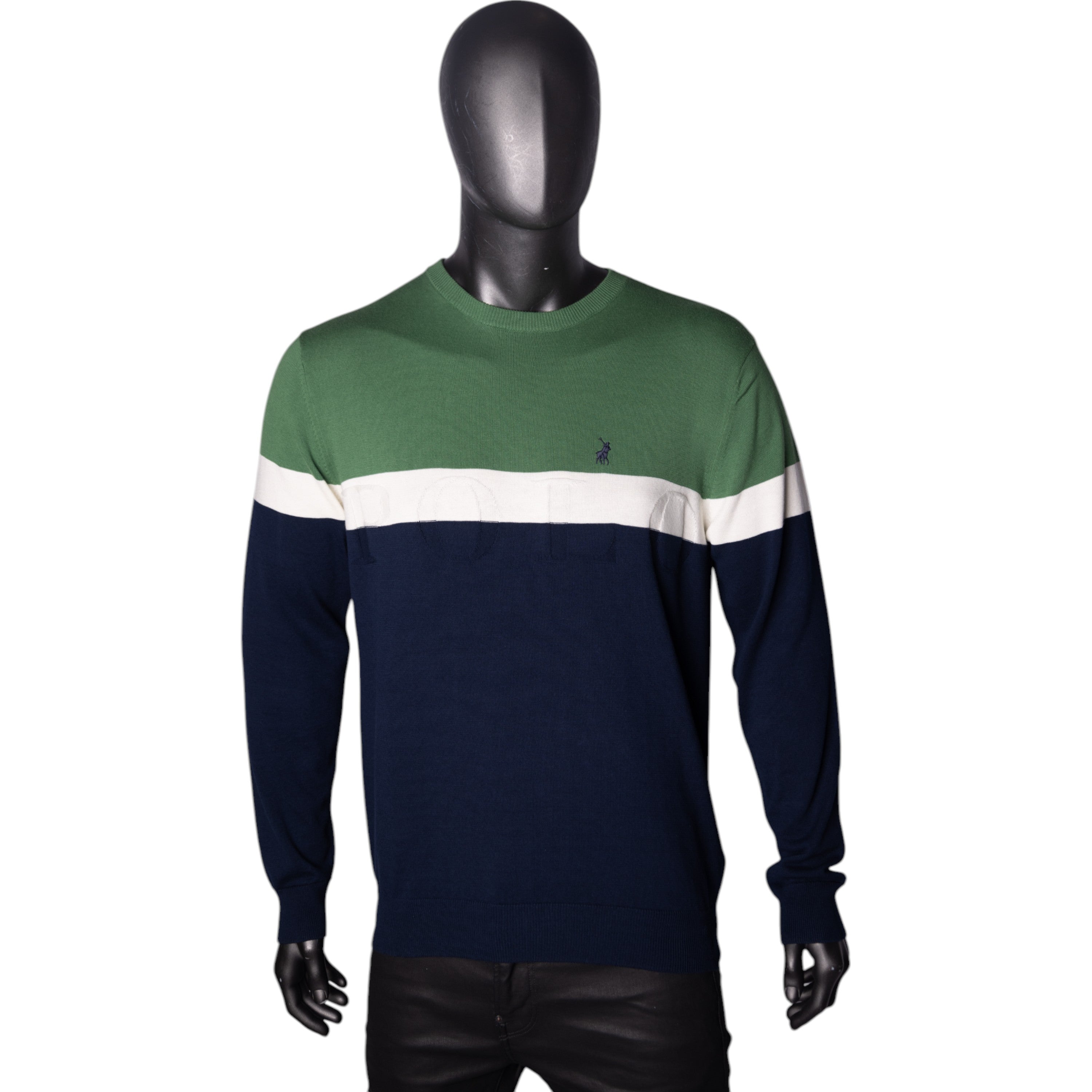 Polo Sweater Colour Block Navy-Green-White