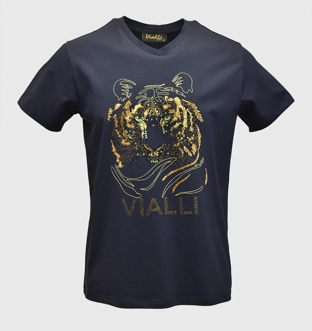 Vialli T-Shirt V-Neck Tarv Navy – Colt 45