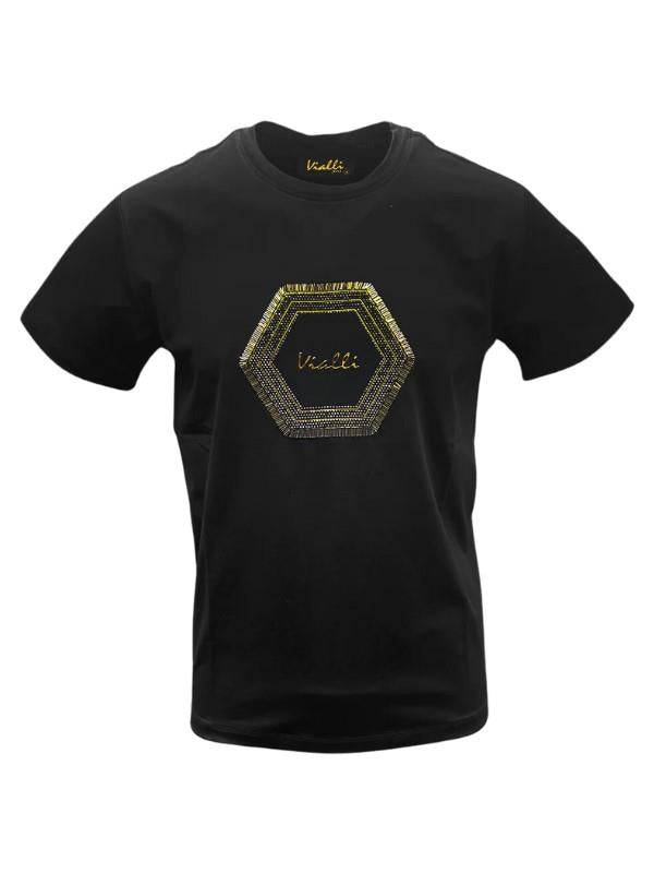 Vialli T-Shirt Center Logo Black-Gold