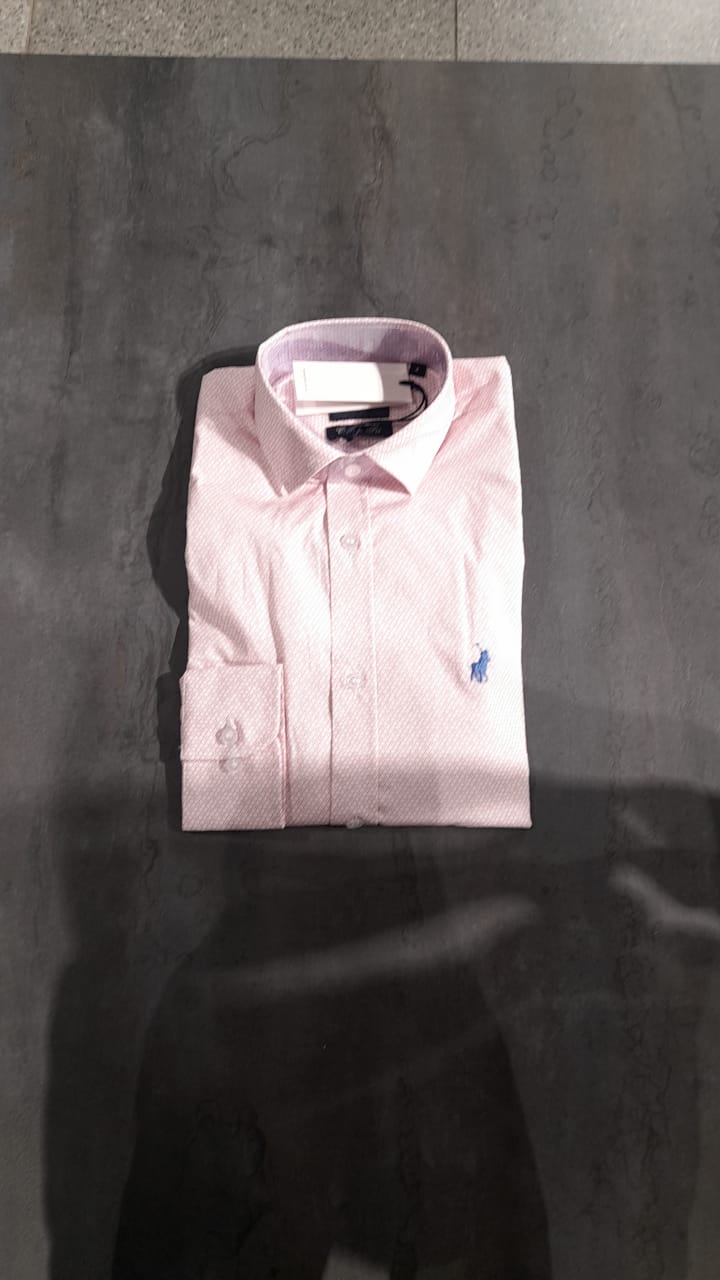 Polo Shirt Long-Sleeve Printed Geo Pink