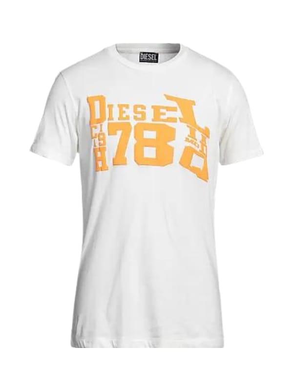 Diesel T-Shirt T-Diegor Chest Logo White-Orange