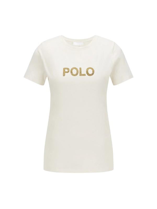 Polo T-Shirt Laides Zoe Beaded Embroidered White