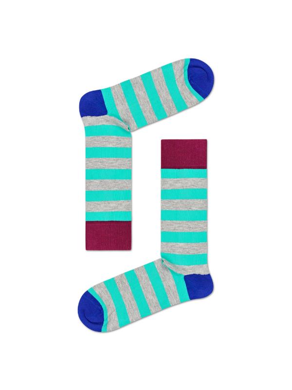 Happy Socks Stripes Grey-Aqua